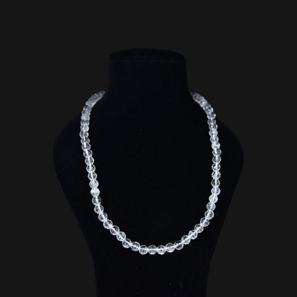 Natural Crystal Cut 8mm Colourless Beads Necklace Mala