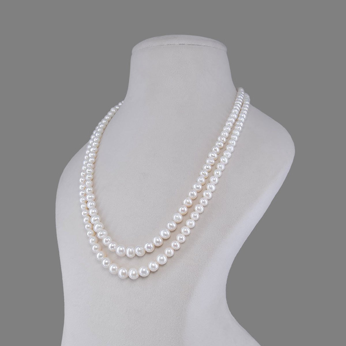 179-round-pearl-mala-2line-1 Freshwater Pearl Beads Necklace Mala (2 Line White Colour) - Image 1