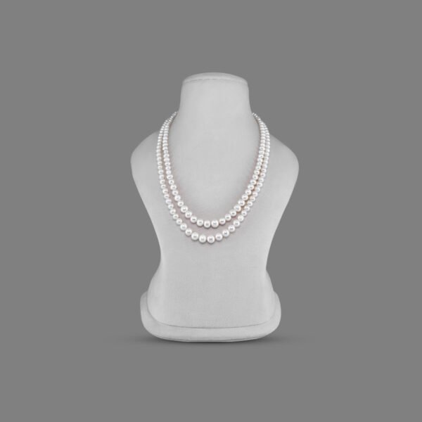 Natural Pearl Beads Necklace Mala (2 Line White Colours)