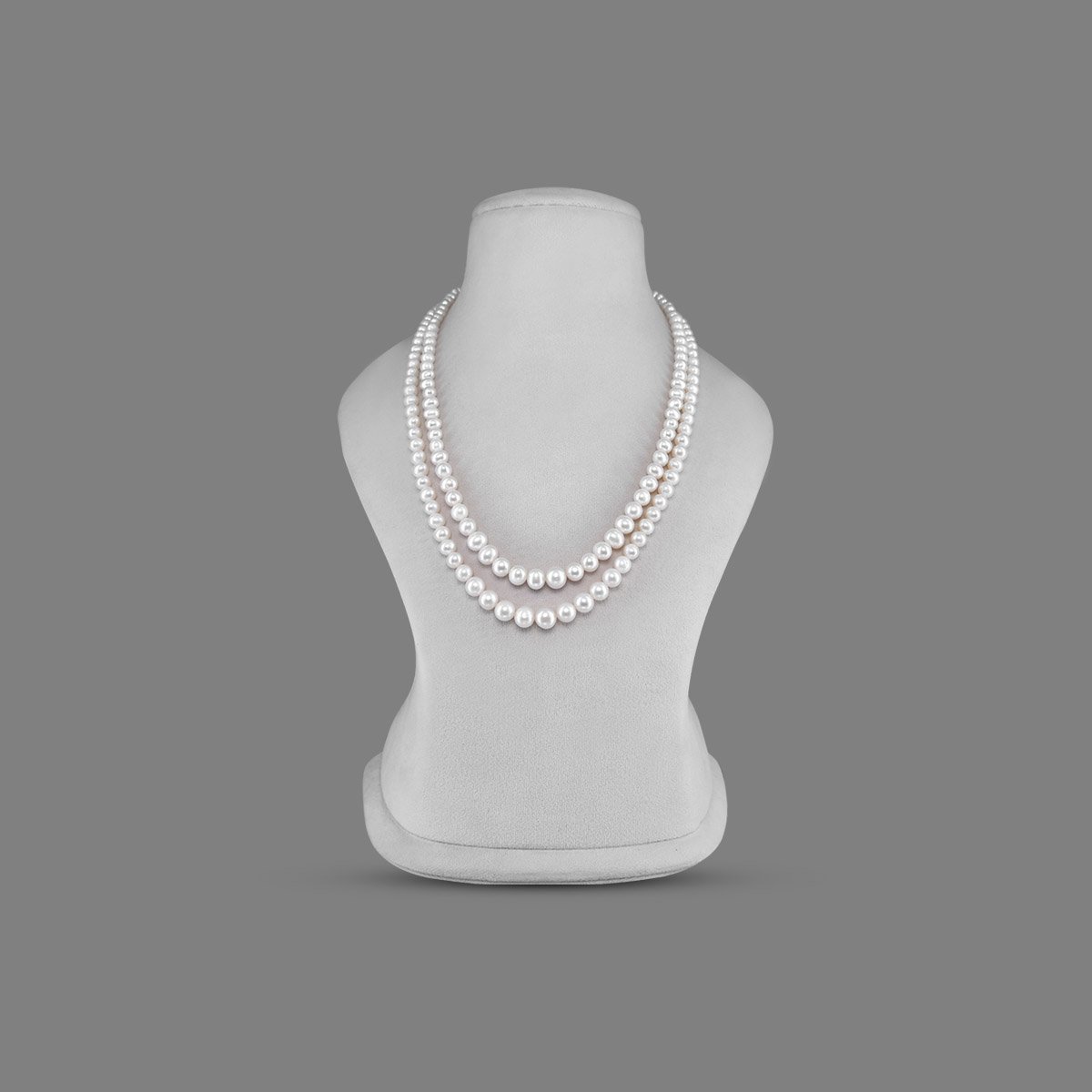 179-round-pearl-mala-2line-1 Natural Pearl Beads Necklace Mala (2 Line White Colours) - Image 1