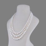 Freshwater Pearl Beads Necklace Mala (3 Line White Colour)