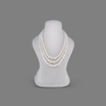 Natural Pearl Beads Necklace Mala (3 Line White Colours)