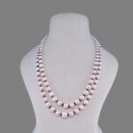 Natural Ruby & Pearl Beads Necklace Mala (2 Line White & Red Colours)