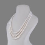 Freshwater Pearl Beads Necklace Mala (3 Line White Colour)