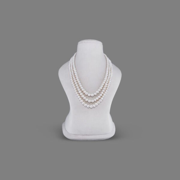 Natural Pearl Beads Necklace Mala (3 Line White Colours)