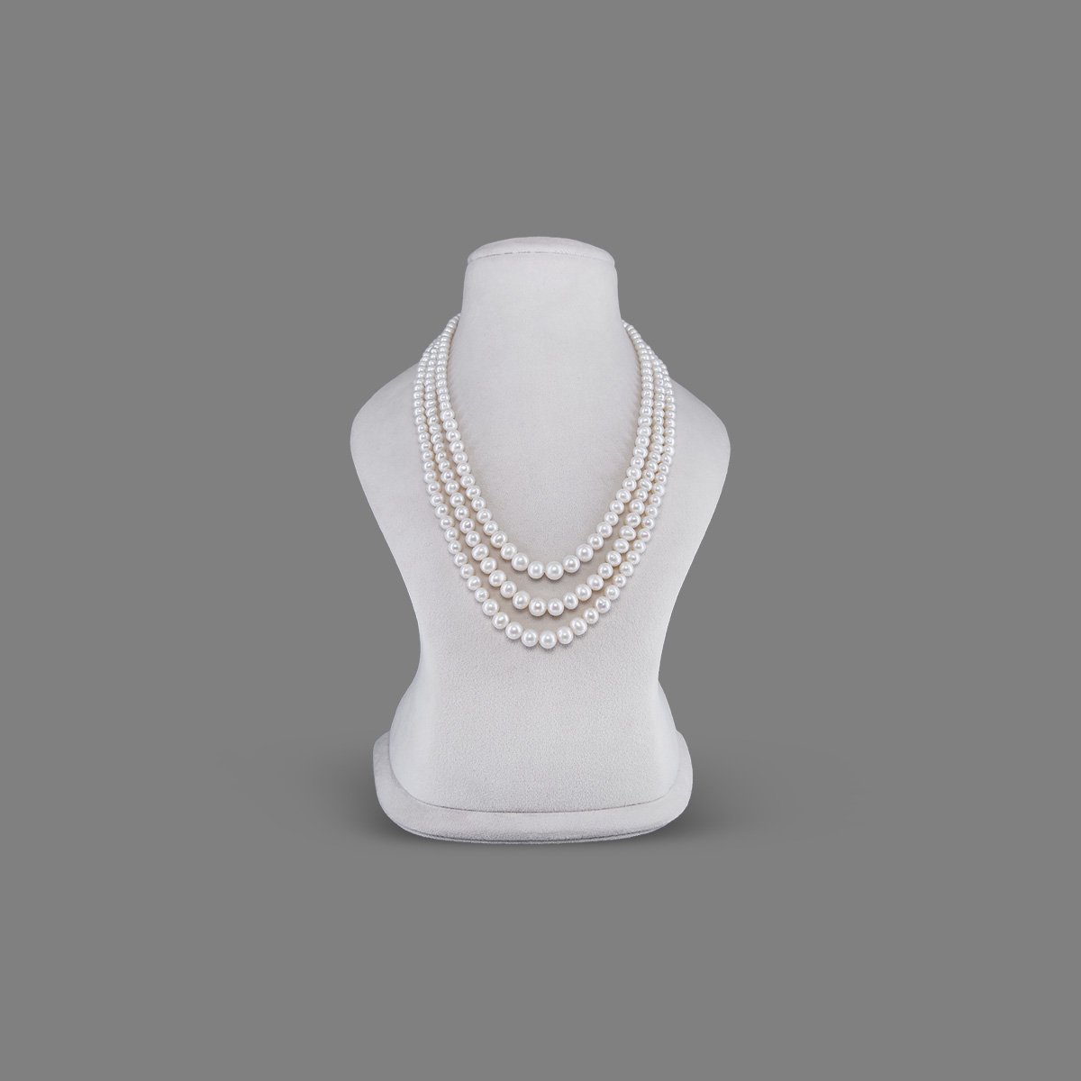 183-round-pearl-mala-3line-1 Natural Pearl Beads Necklace Mala (3 Line White Colours) - Image 1