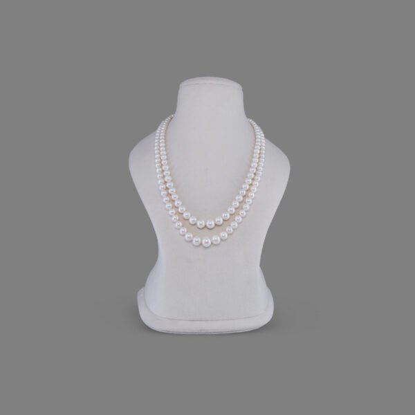 Natural Pearl Beads Necklace Mala ( 2 Line White Colours)