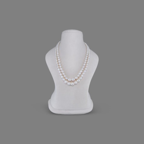 Natural Pearl Beads Necklace Mala ( 2 Line White Colours)