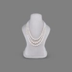 Natural Pearl Beads Necklace Mala ( 3 Line White Colours)