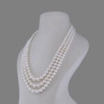 Freshwater Pearl Beads Necklace Mala ( 3 Line White Colour)