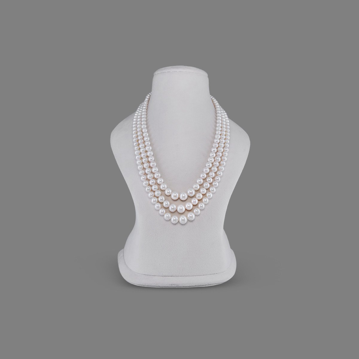 189-round-pearl-mala-3line-1 Natural Pearl Beads Necklace Mala ( 3 Line White Colours) - Image 1