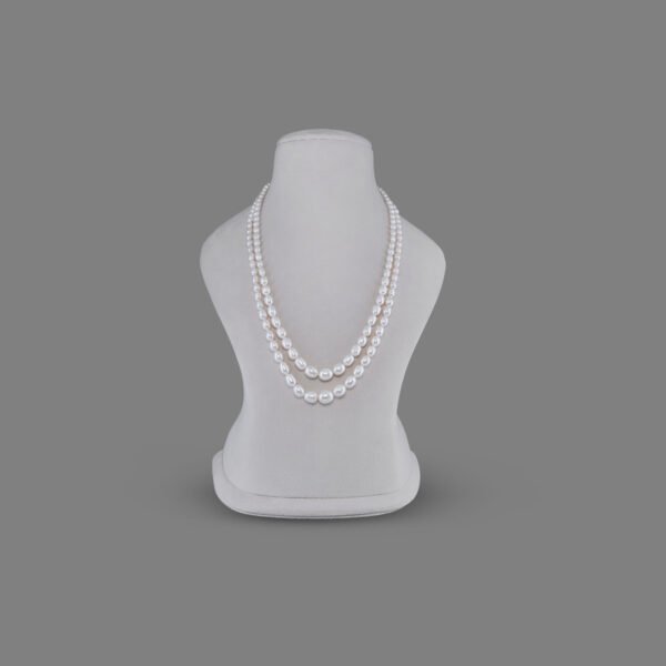 Natural Pearl Beads Necklace Mala ( 2 Line White Colours)