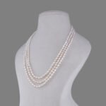 Freshwater Pearl Beas Necklace Mala ( 3 Line White Colour)