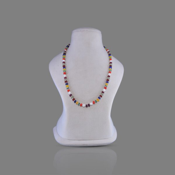Natural Navratana Beads Necklace Mala (Multi Mix Colors)