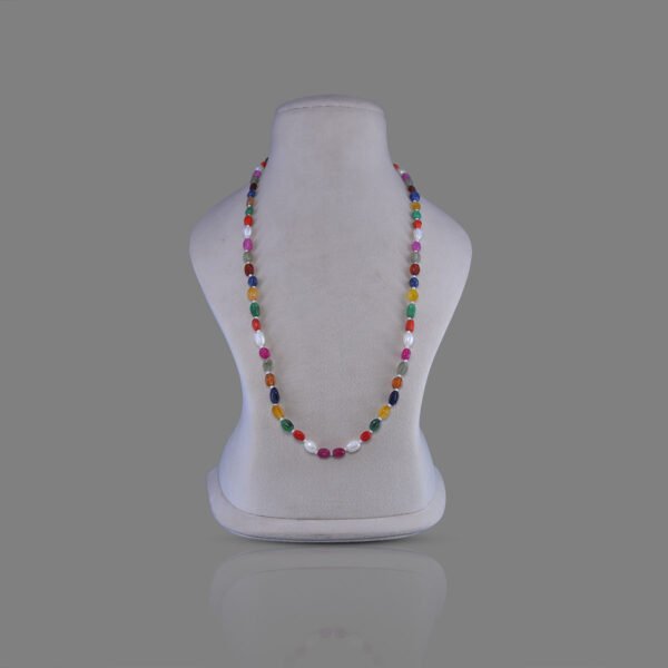 Natural Navratana Beads Necklace Mala (Multi Mix Colors)
