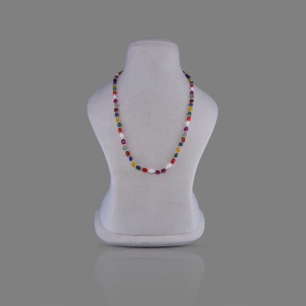 Natural Navratana Beads Necklace Mala (Multi Mix Colors)