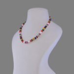 Natural Navratana Melon Beads Necklace Mala (Multi Mix Colour)