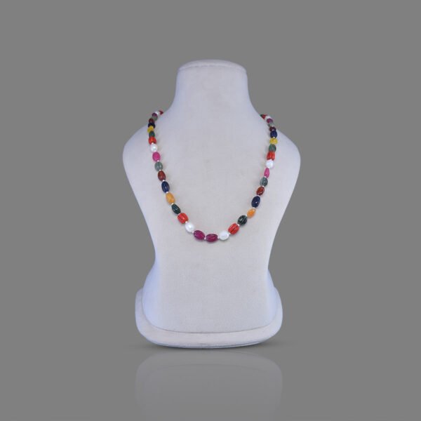 Natural Navratana Beads Necklace Mala (Multi Mix Colors)