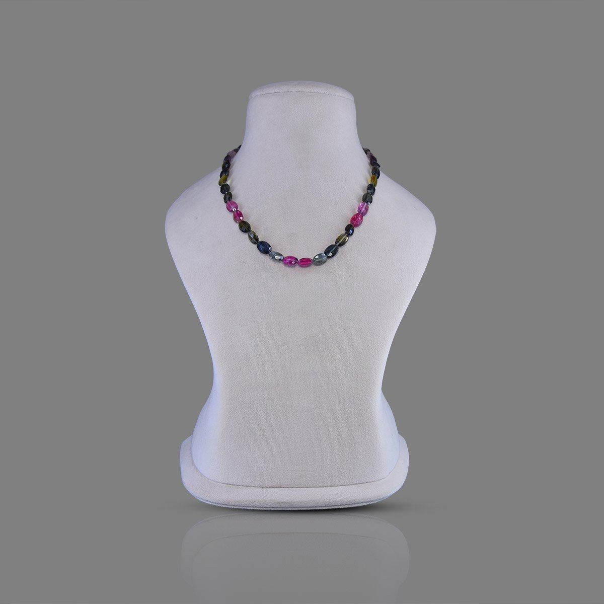 202-oval-tourmaline-mala-1 Natural Tourmaline Beads Necklace Mala (Multi Colours) - Image 1