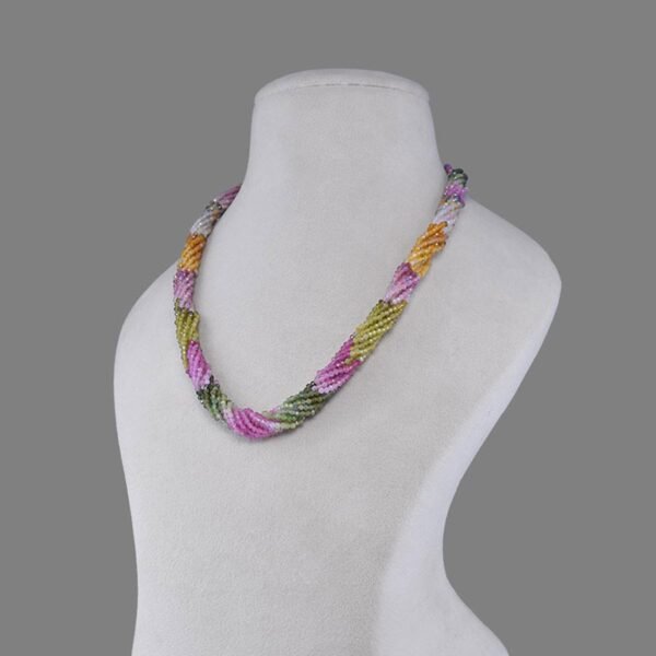Natural Tourmaline Beads Necklace Mala (10 Line Multi Colour)