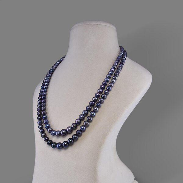 Freshwater Pearl Beads Necklace Mala ( 2 Line Black Colour)