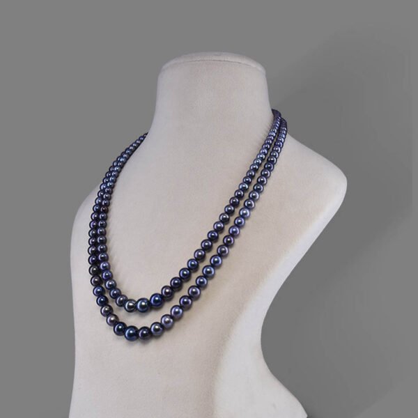Freshwater Pearl Beads Necklace Mala ( 2 Line Black Colour)