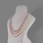Freshwater Pearl Beads Necklace Mala ( 3 Line Pink Colour)