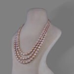Freshwater Pearl Beads Necklace Mala ( 3 Line Pink Colour)