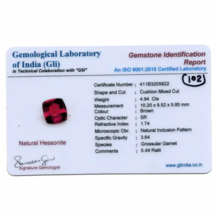 4.94 Carats Hessonite Garnet ( 5.49 Ratti Gomed ) - Image 3