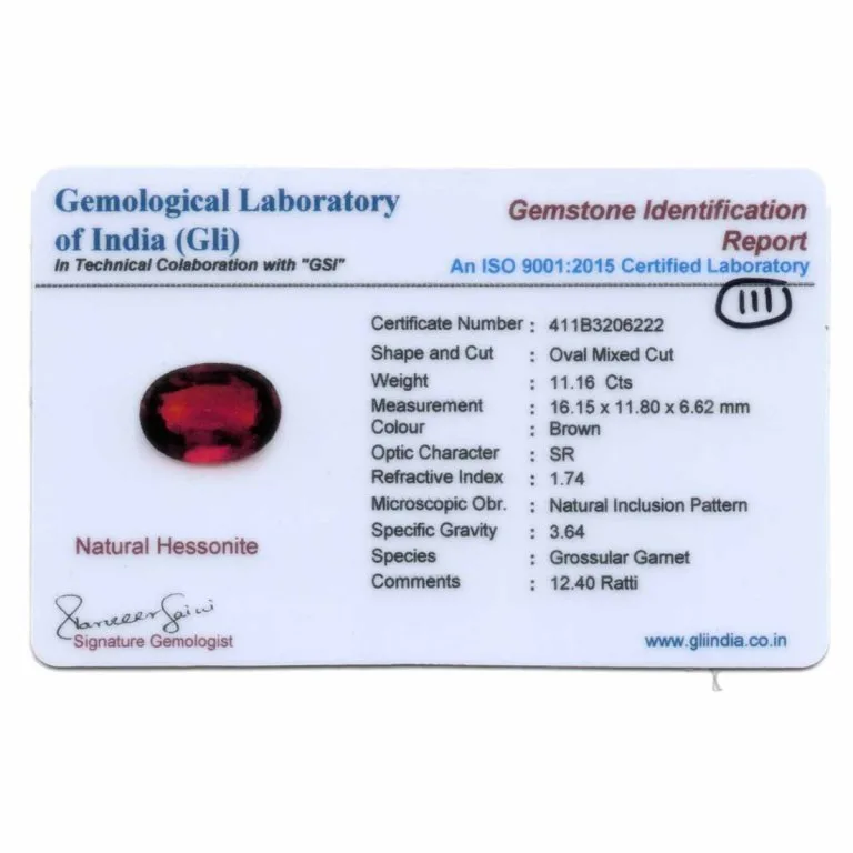 11.16 Carats Hessonite Garnet ( 12.4 Ratti Gomed ) - Image 2