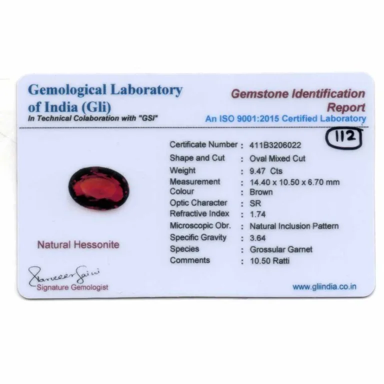 9.47 Carats Hessonite Garnet ( 10.52 Ratti Gomed ) - Image 3