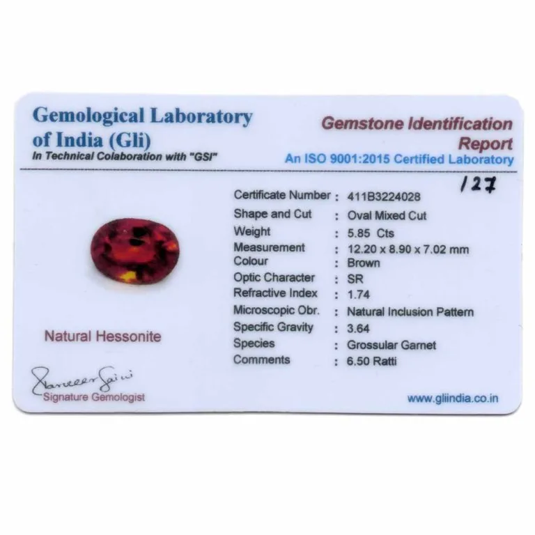 5.85 Carats Hessonite Garnet ( 6.5 Ratti Gomed ) - Image 3