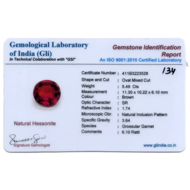 5.49 Carats Hessonite Garnet ( 6.1 Ratti Gomed ) - Image 3