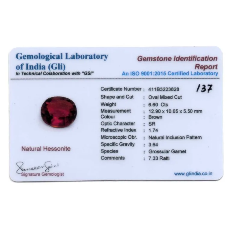 6.6 Carats Hessonite Garnet ( 7.33 Ratti Gomed ) - Image 3