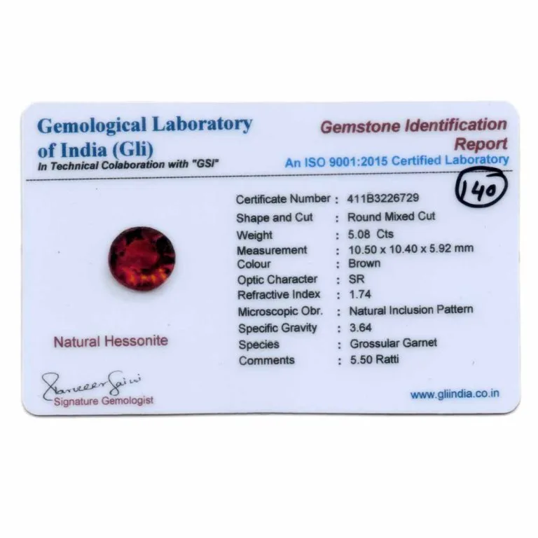 5.08 Carats Hessonite Garnet ( 5.64 Ratti Gomed ) - Image 3