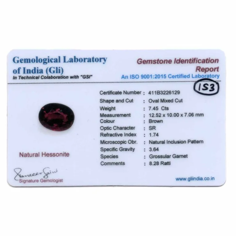 7.45 Carats Hessonite Garnet ( 8.28 Ratti Gomed ) - Image 3