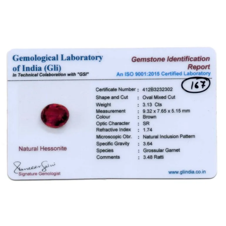 3.13 Carats Hessonite Garnet ( 3.48 Ratti Gomed ) - Image 3