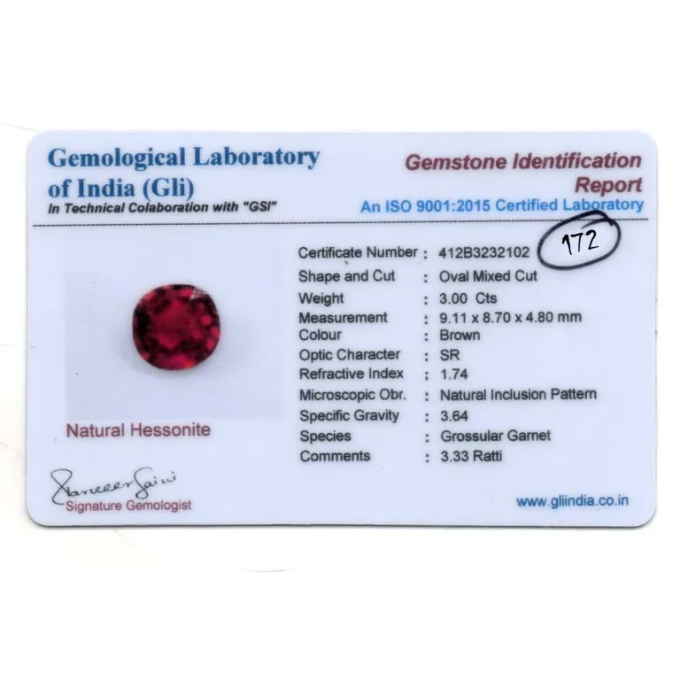 3 Carats Hessonite Garnet ( 3.33 Ratti Gomed ) - Image 3