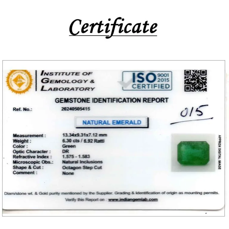 6.3 Carats Emerald ( 6.92 Ratti Panna ) 3