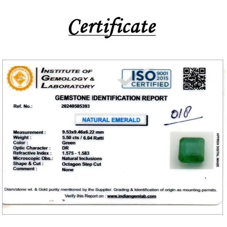 5.5 Carats Emerald ( 6.04 Ratti Panna ) - Image 3