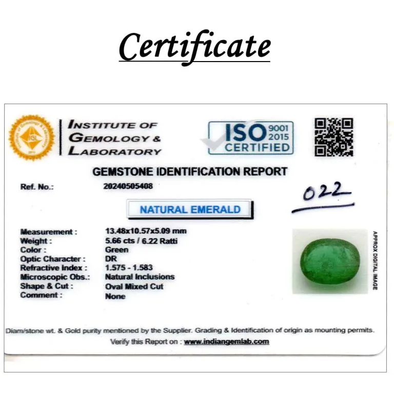 5.66 Carats Emerald ( 6.22 Ratti Panna ) - Image 3