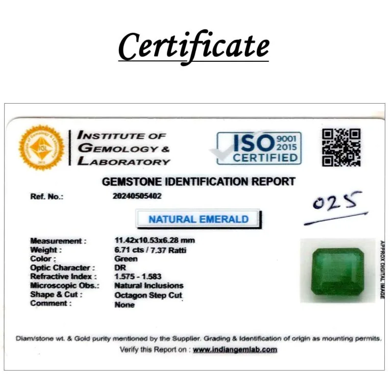 6.71 Carats Emerald ( 7.37 Ratti Panna ) 3