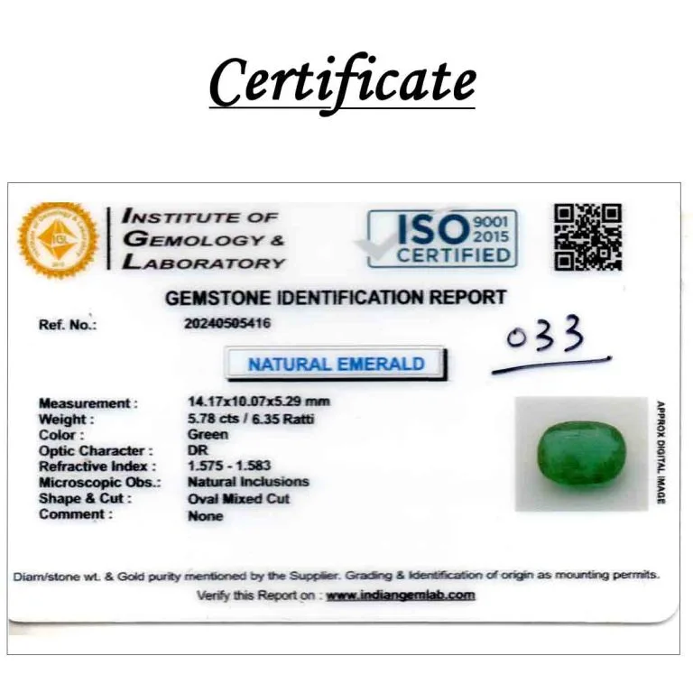 5.78 Carats Emerald ( 6.35 Ratti Panna ) - Image 3