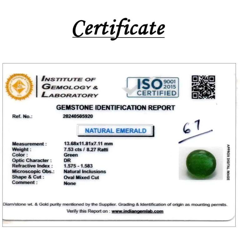 7.53 Carats Emerald ( 8.27 Ratti Panna ) - Image 3