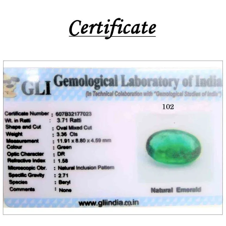 3.36 Carats Emerald ( 3.71 Ratti Panna ) - Image 3