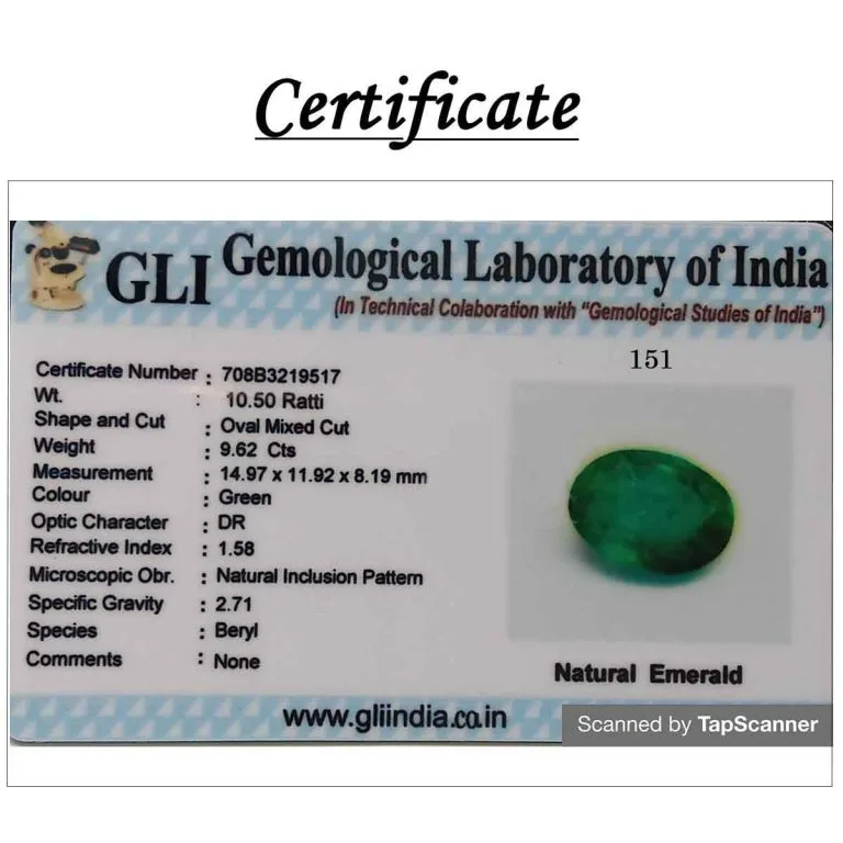 9.62 Carats Emerald ( 10.5 Ratti Panna ) - Image 3
