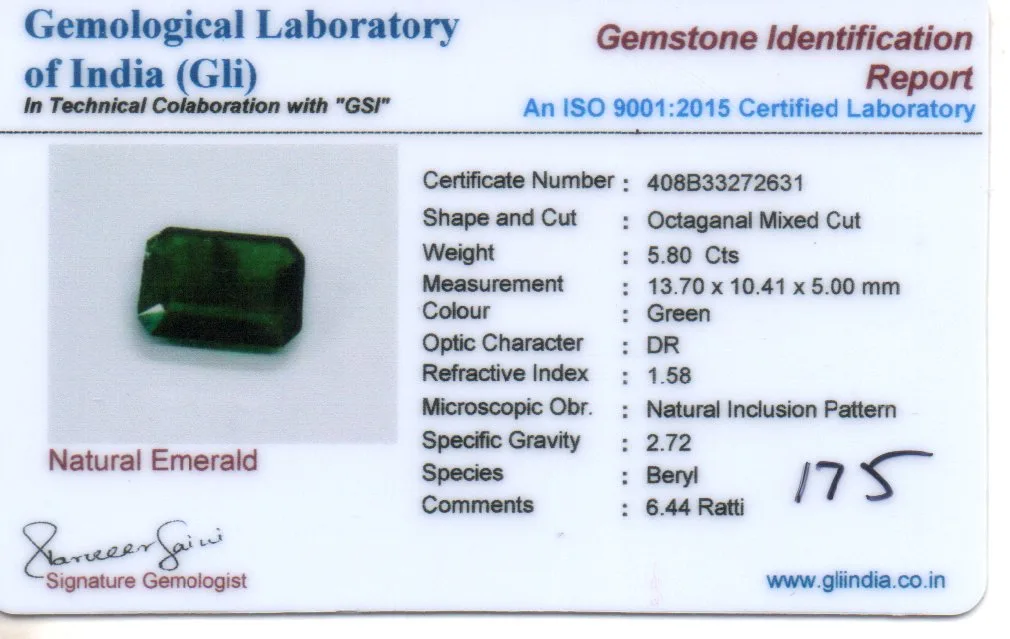 5.8 Carats Emerald ( 6.44 Ratti Panna ) - Image 3
