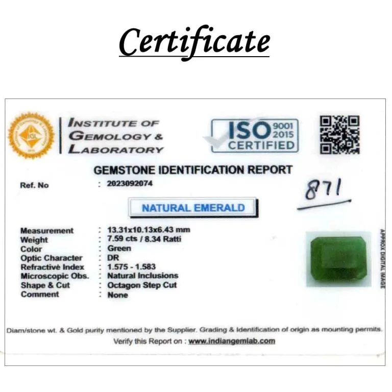 7.59 Carats Emerald ( 8.34 Ratti Panna ) - Image 3