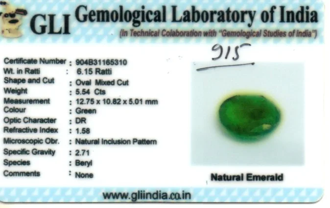 5.54 Carats Emerald ( 6.15 Ratti Panna ) - Image 3