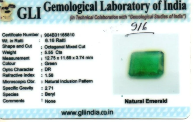 5.55 Carats Emerald ( 6.16 Ratti Panna ) - Image 3